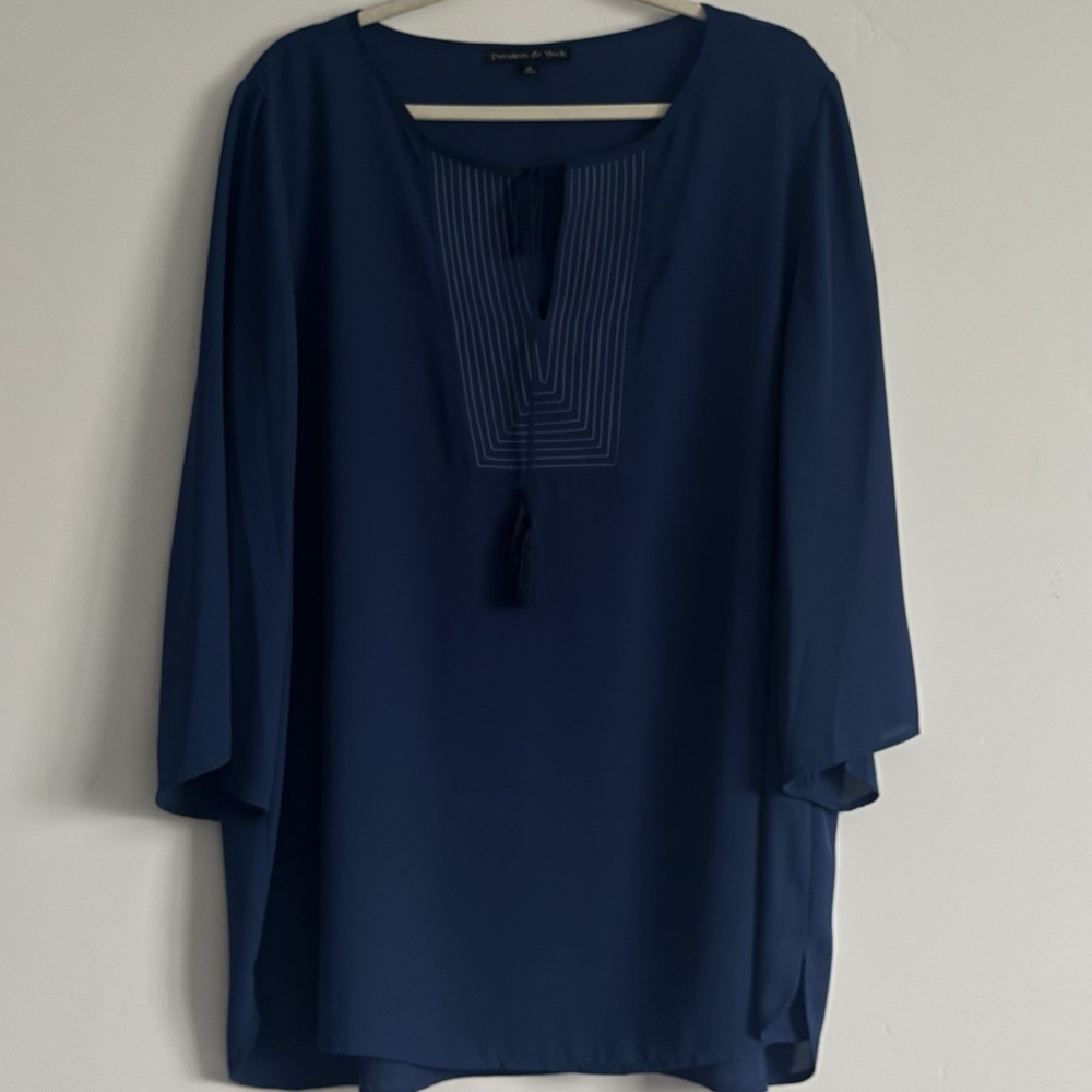 Preston & York Tunic Blouse XL Navy Party Career Office Professional Navy